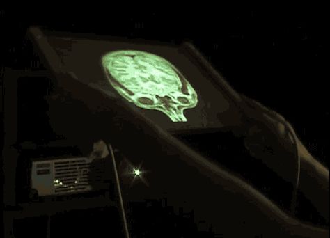 Projection mapping a brain onto a flexible rear projection screen.